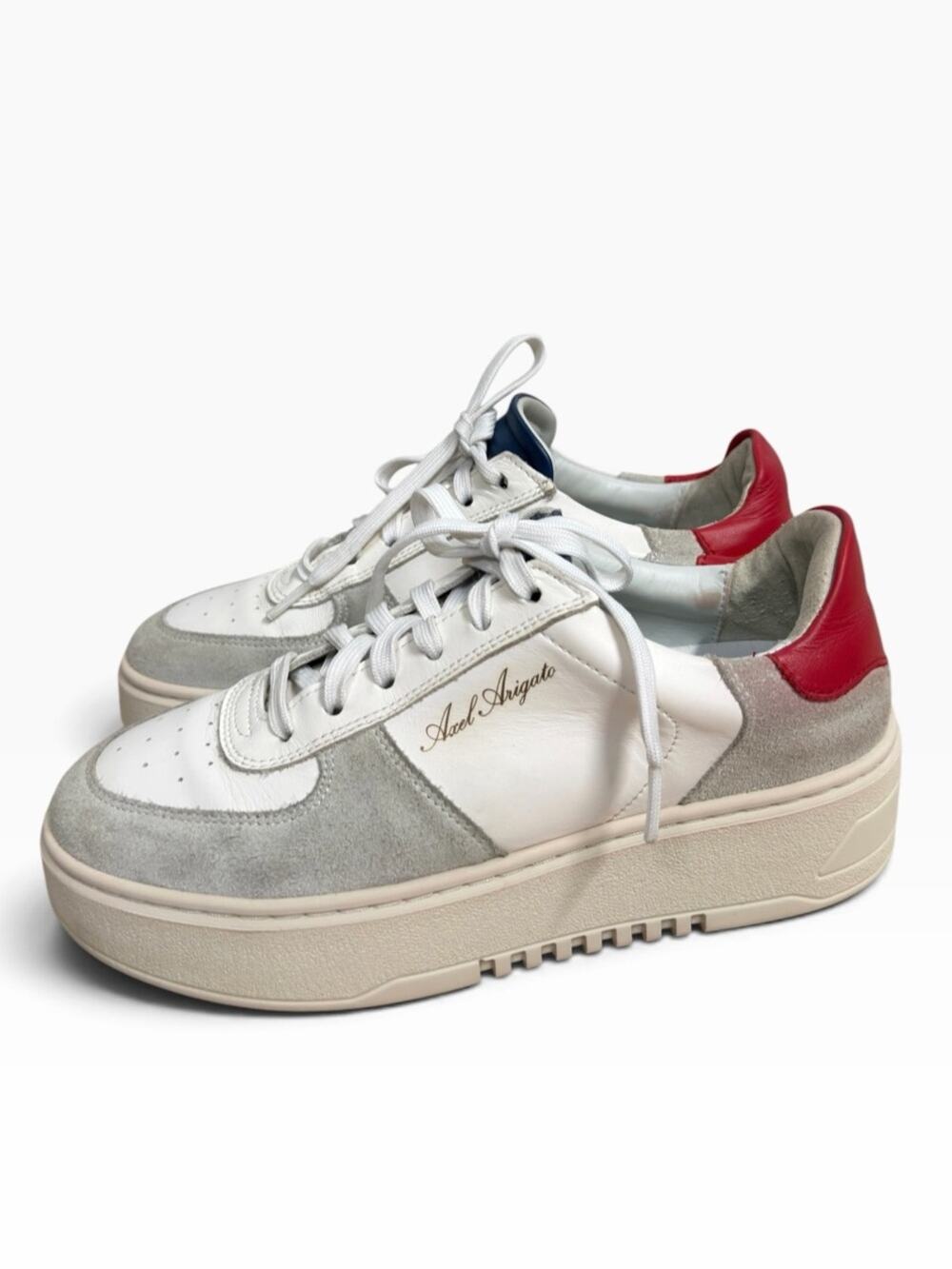 Axel Arigato Orbit Sneakers White Red Blue Leather Suede Platform Shoes US 7.5